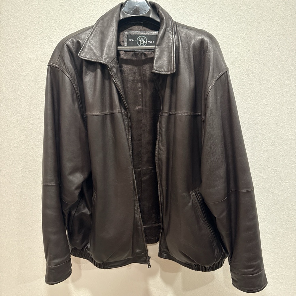 William Barry Chocolate Brown Men’s XXL Leather Jacket